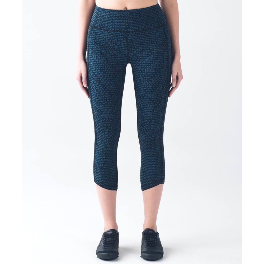 Lululemon Leggings Deep Breath Crop Desert Teal High Rise Mesh Panel Pocket sz 6